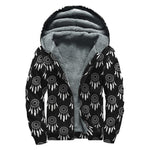 Black And White Dream Catcher Print Sherpa Lined Zip Up Hoodie
