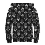 Black And White Dream Catcher Print Sherpa Lined Zip Up Hoodie