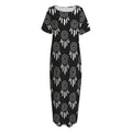 Black And White Dream Catcher Print Short Sleeve Long Nightdress