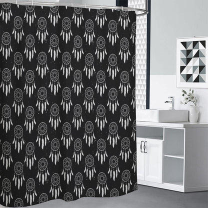Black And White Dream Catcher Print Shower Curtain