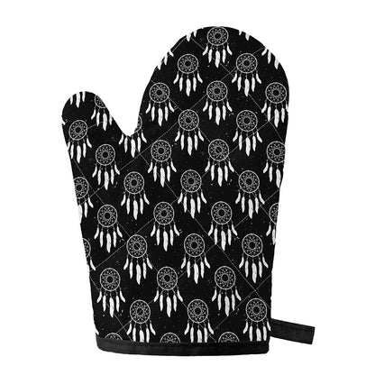 Black And White Dream Catcher Print Single Oven Mitt