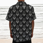 Black And White Dream Catcher Print Textured Short Sleeve Shirt