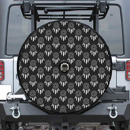 Black And White Dream Catcher Print Tire Cover With Camera Hole