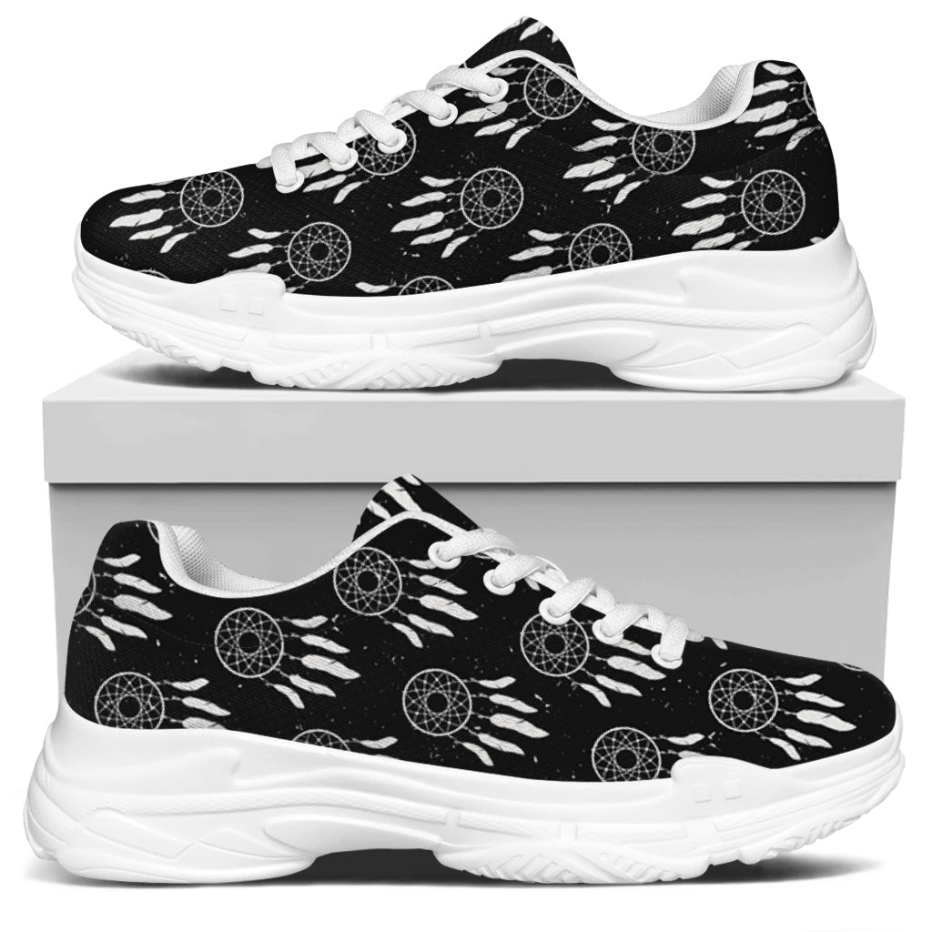 Black And White Dream Catcher Print White Chunky Shoes