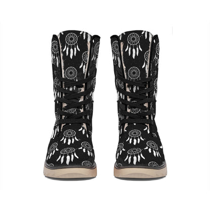 Black And White Dream Catcher Print Winter Boots