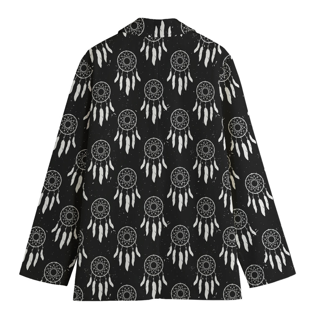 Black And White Dream Catcher Print Women's Cotton Blazer