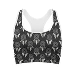 Black And White Dream Catcher Print Women's Sports Bra