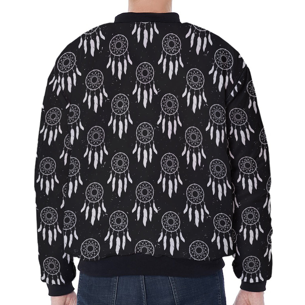 Black And White Dream Catcher Print Zip Sleeve Bomber Jacket