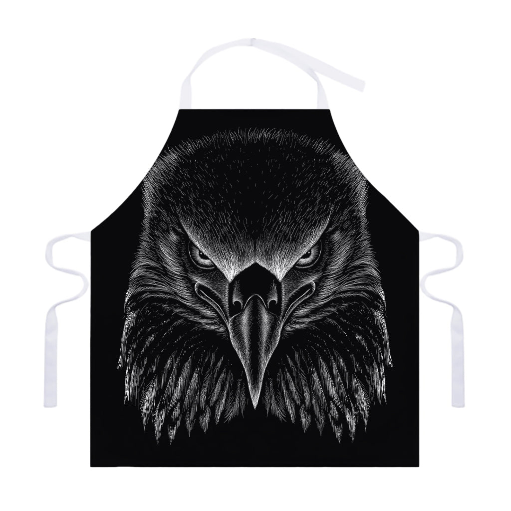 Black And White Eagle Print Adjustable Apron