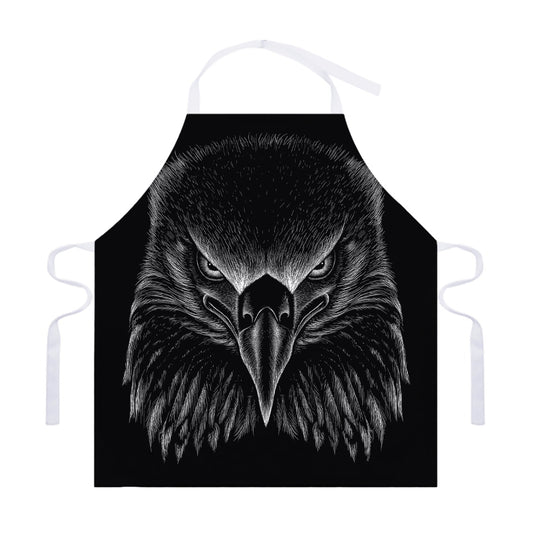 Black And White Eagle Print Adjustable Apron