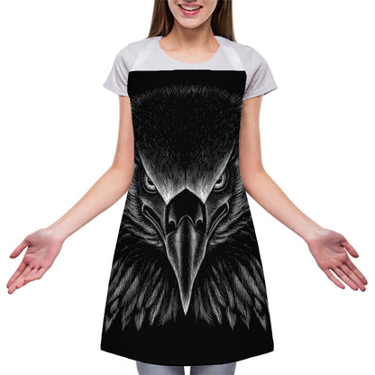 Black And White Eagle Print Adjustable Apron