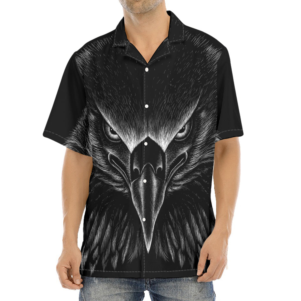 Black And White Eagle Print Aloha Shirt