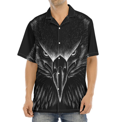 Black And White Eagle Print Aloha Shirt
