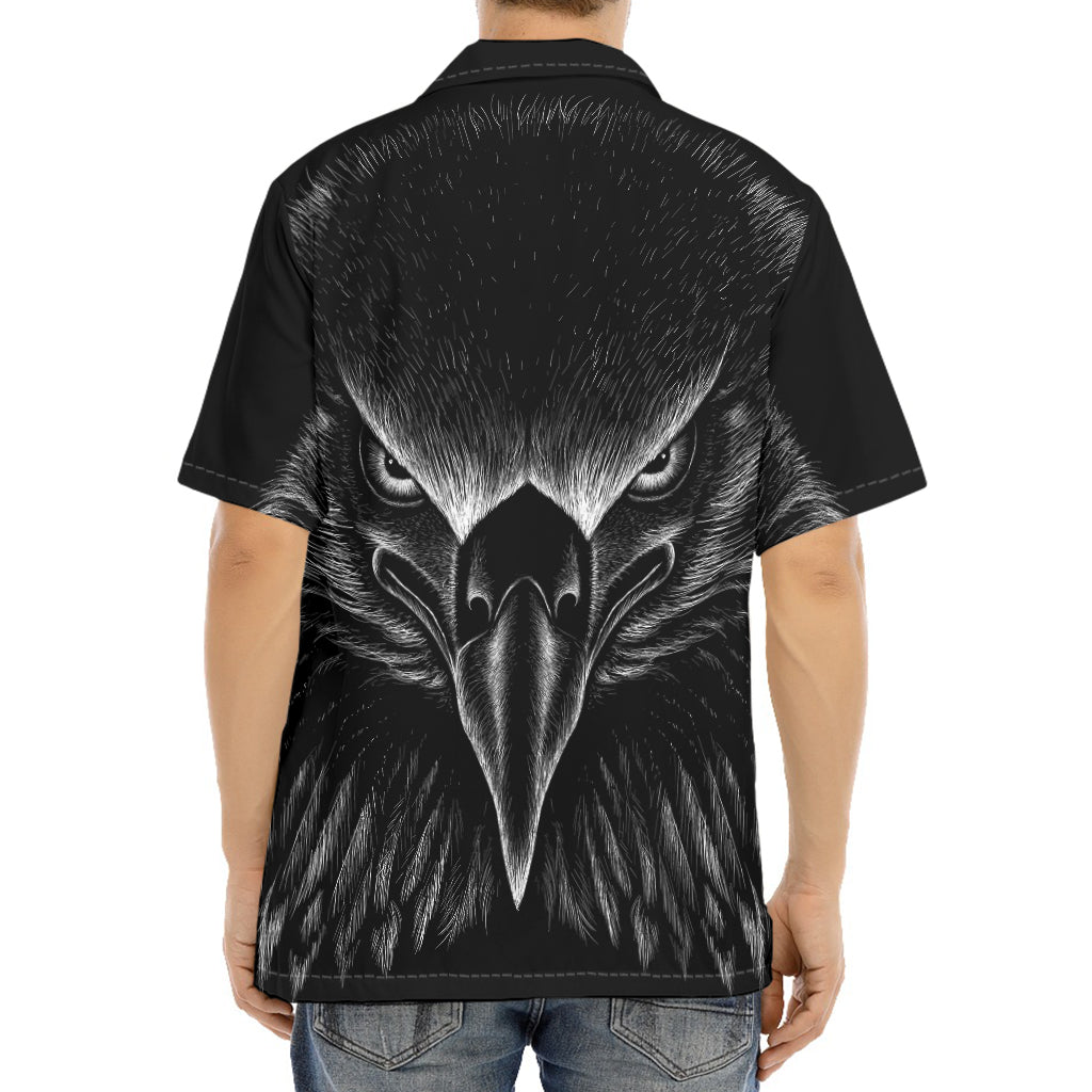 Black And White Eagle Print Aloha Shirt