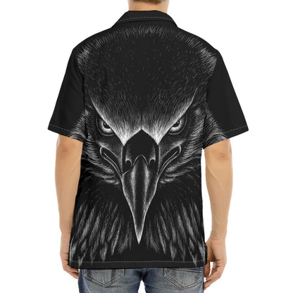 Black And White Eagle Print Aloha Shirt