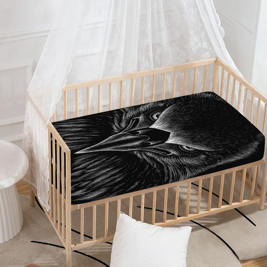 Black And White Eagle Print Baby Crib Sheet