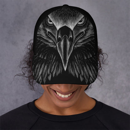 Black And White Eagle Print Baseball Cap