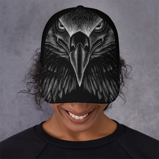 Black And White Eagle Print Baseball Cap