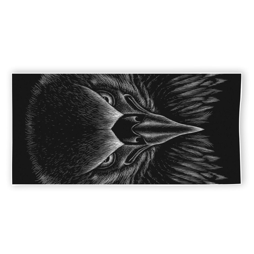 Black And White Eagle Print Beach Towel