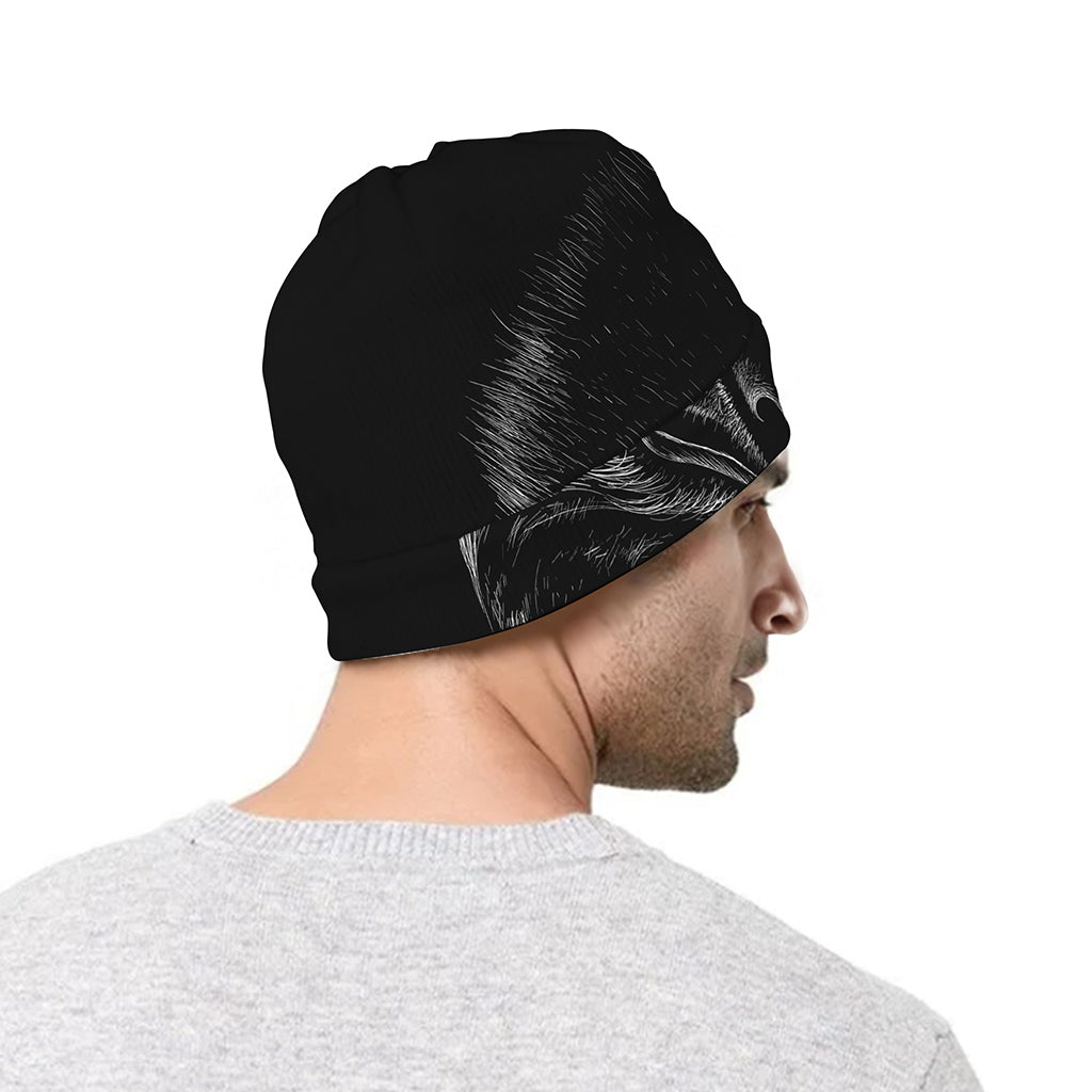 Black And White Eagle Print Beanie