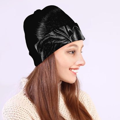 Black And White Eagle Print Beanie