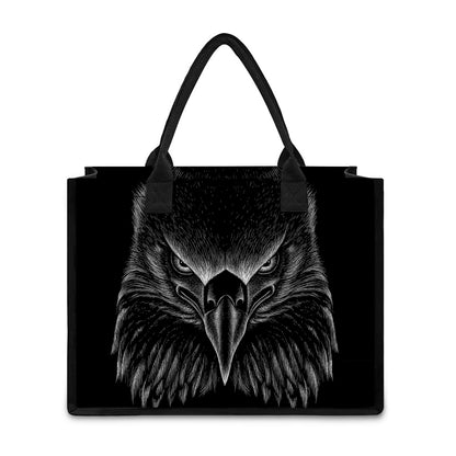 Black And White Eagle Print Canvas Tote Bag