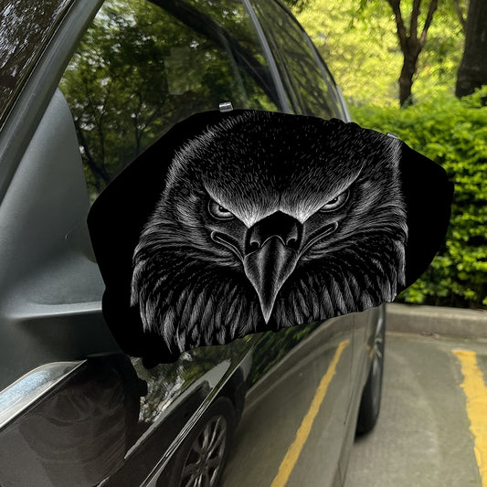 Black And White Eagle Print Car Side Mirror Covers
