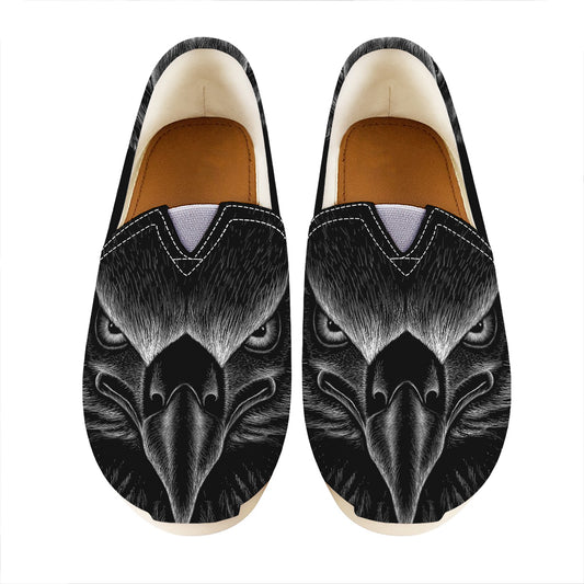 Black And White Eagle Print Casual Shoes