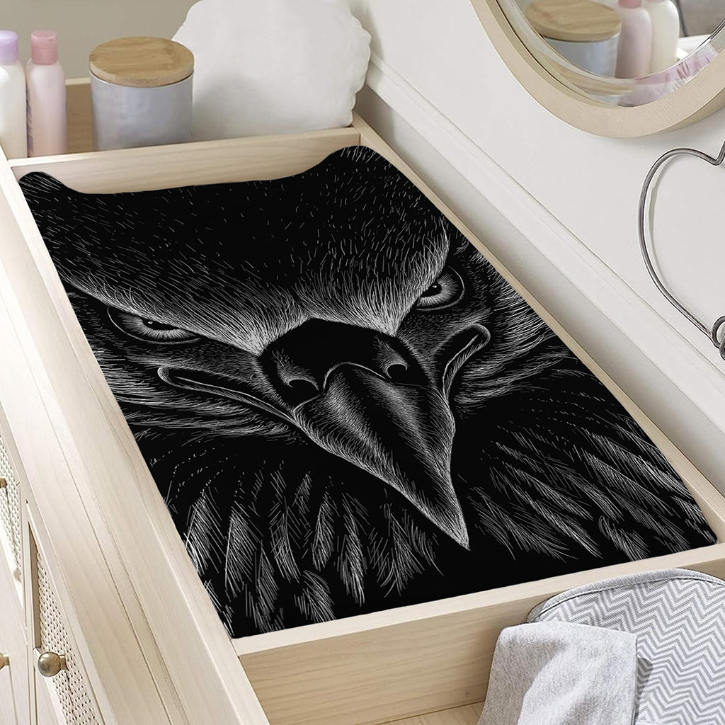 Black And White Eagle Print Changing Pad Cover