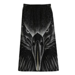 Black And White Eagle Print Cotton Front Slit Maxi Skirt