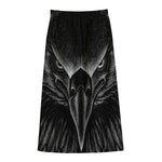Black And White Eagle Print Cotton Front Slit Maxi Skirt