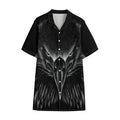 Black And White Eagle Print Cotton Hawaiian Shirt