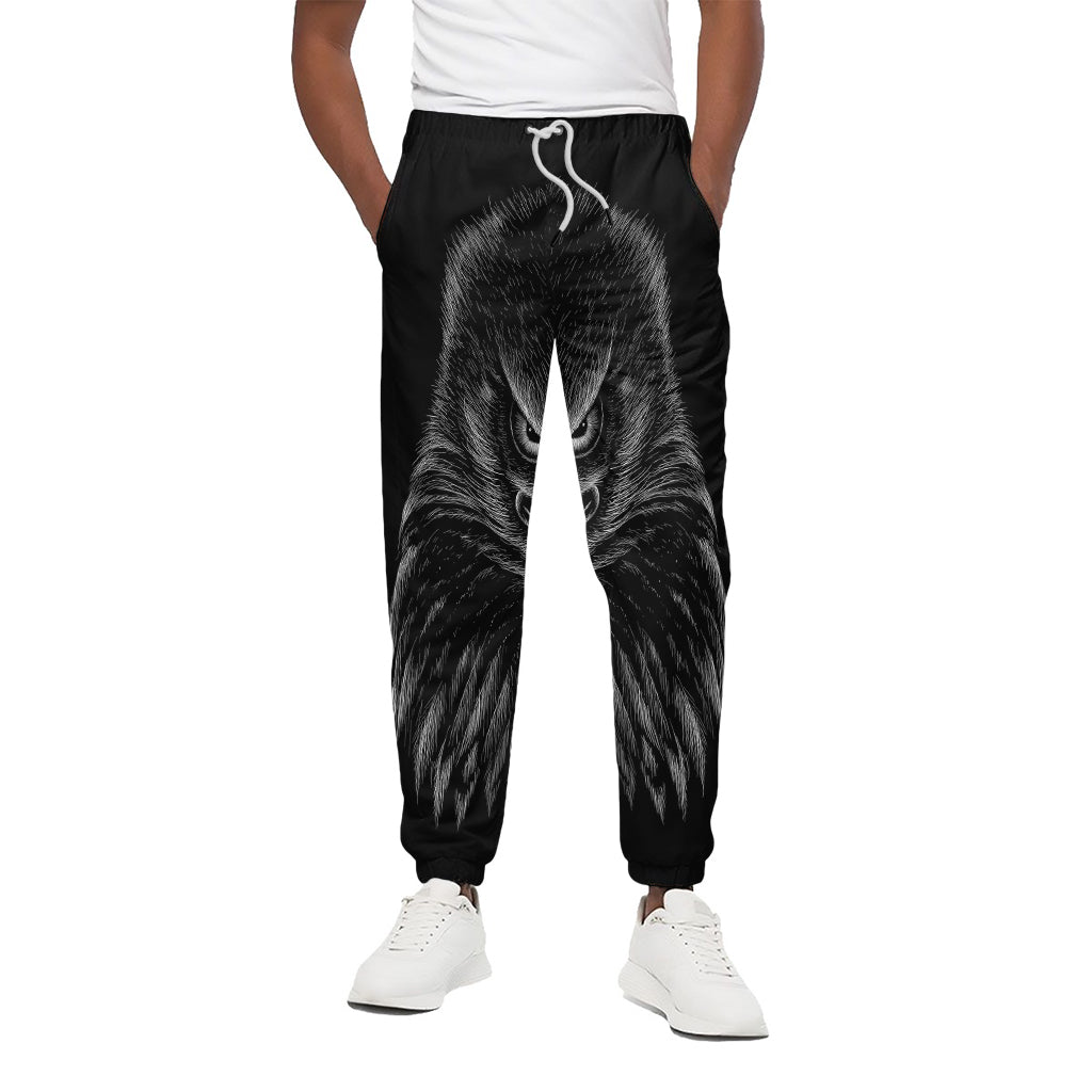 Black And White Eagle Print Cotton Pants