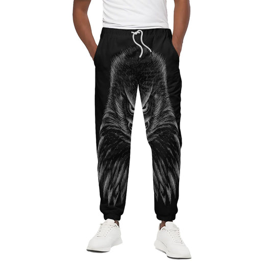 Black And White Eagle Print Cotton Pants
