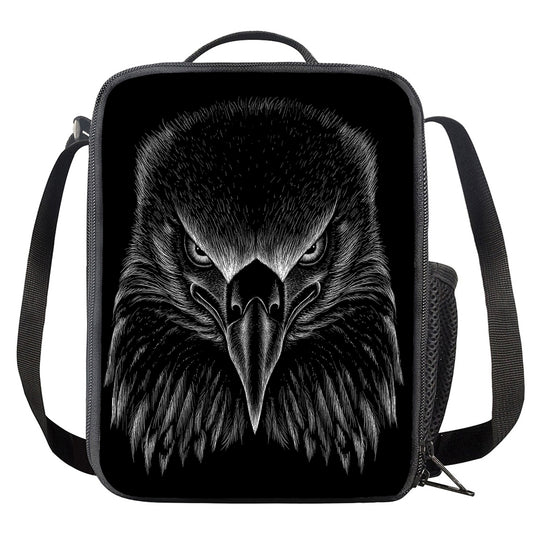 Black And White Eagle Print Crossbody Lunch Bag