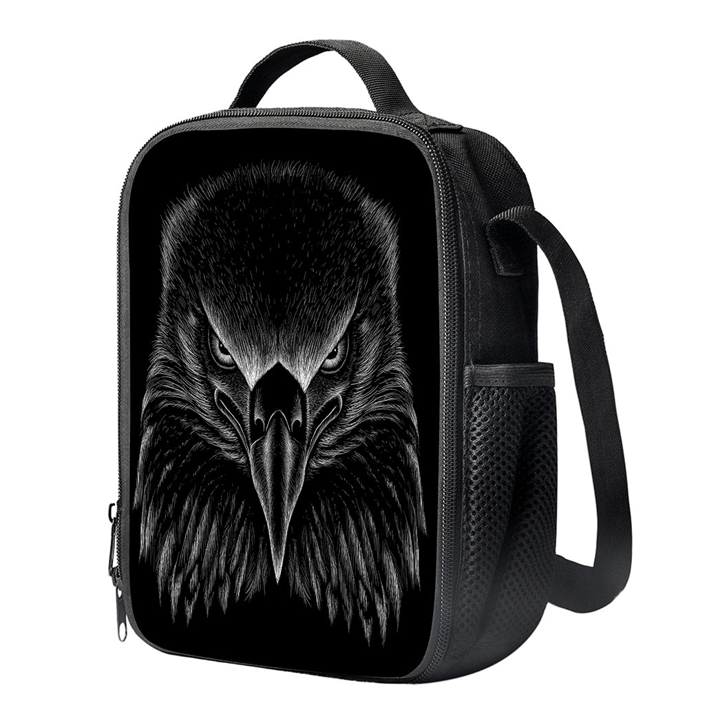 Black And White Eagle Print Crossbody Lunch Bag