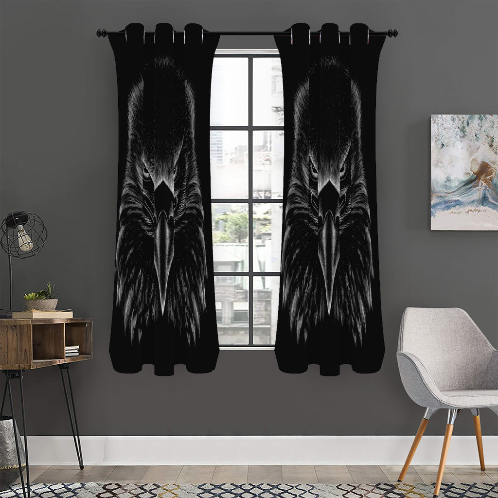 Black And White Eagle Print Curtain