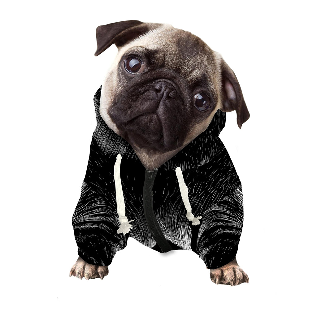 Black And White Eagle Print Dog Zip Up Hoodie