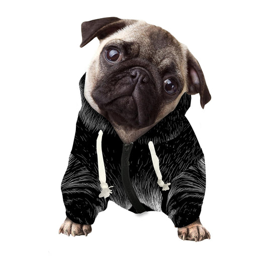 Black And White Eagle Print Dog Zip Up Hoodie