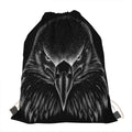 Black And White Eagle Print Drawstring Bag