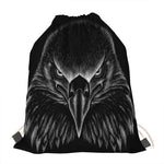 Black And White Eagle Print Drawstring Bag