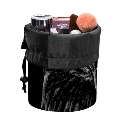Black And White Eagle Print Drawstring Makeup Bag
