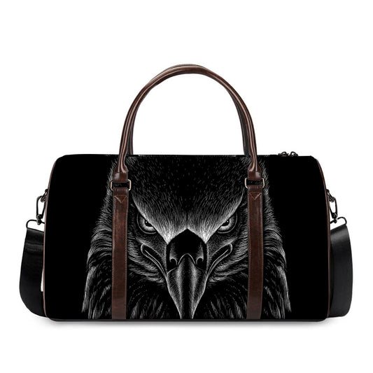 Black And White Eagle Print Duffle Bag