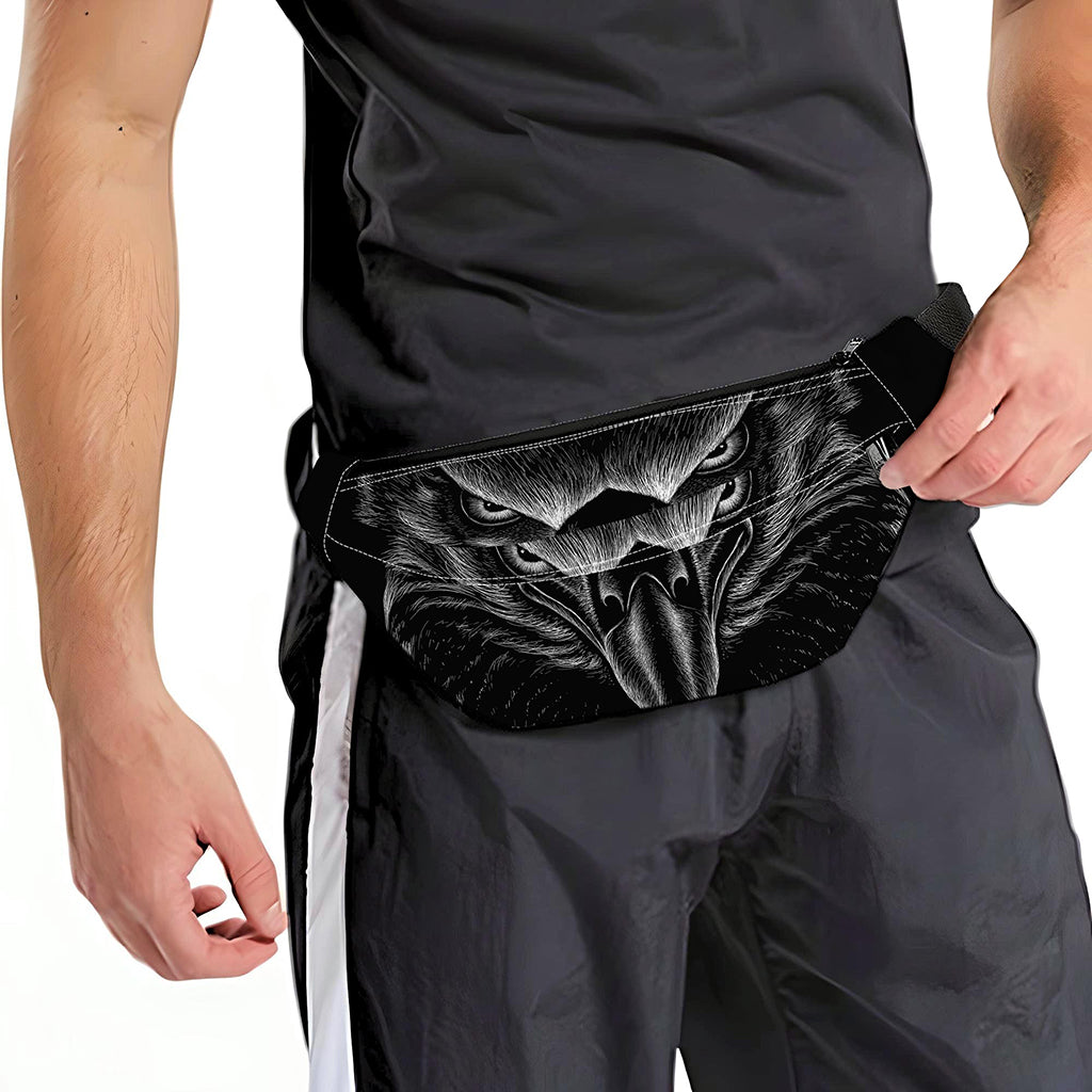 Black And White Eagle Print Fanny Pack