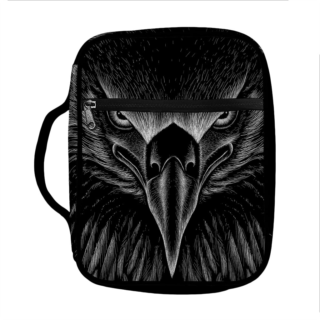 Black And White Eagle Print Front Pocket Bible Bag