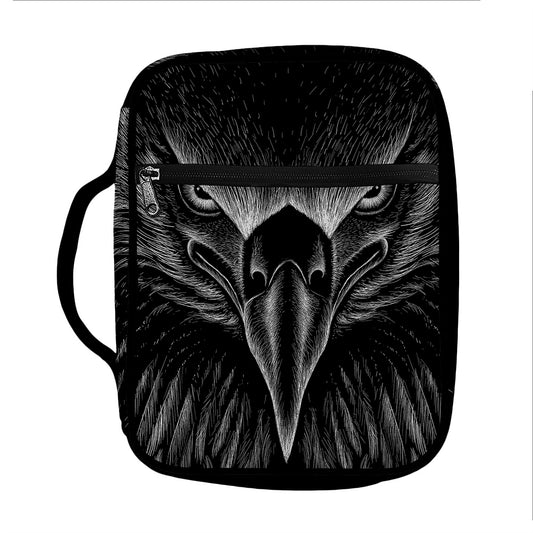 Black And White Eagle Print Front Pocket Bible Bag