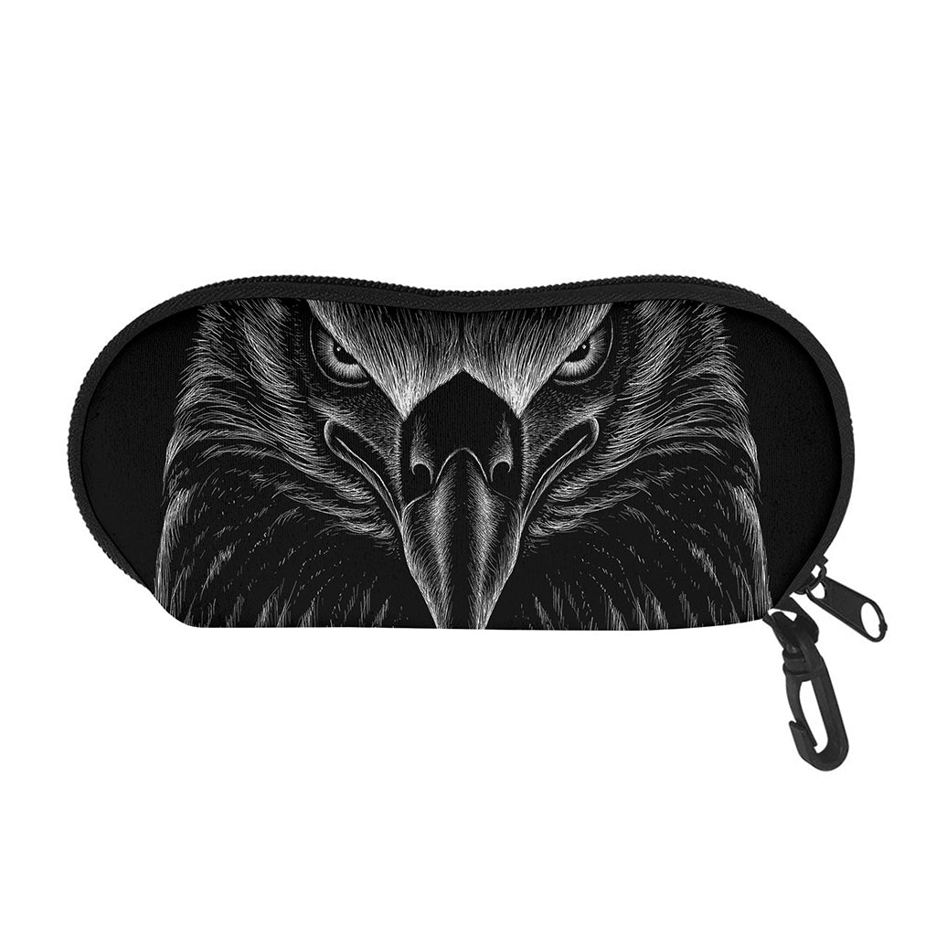 Black And White Eagle Print Glasses Case