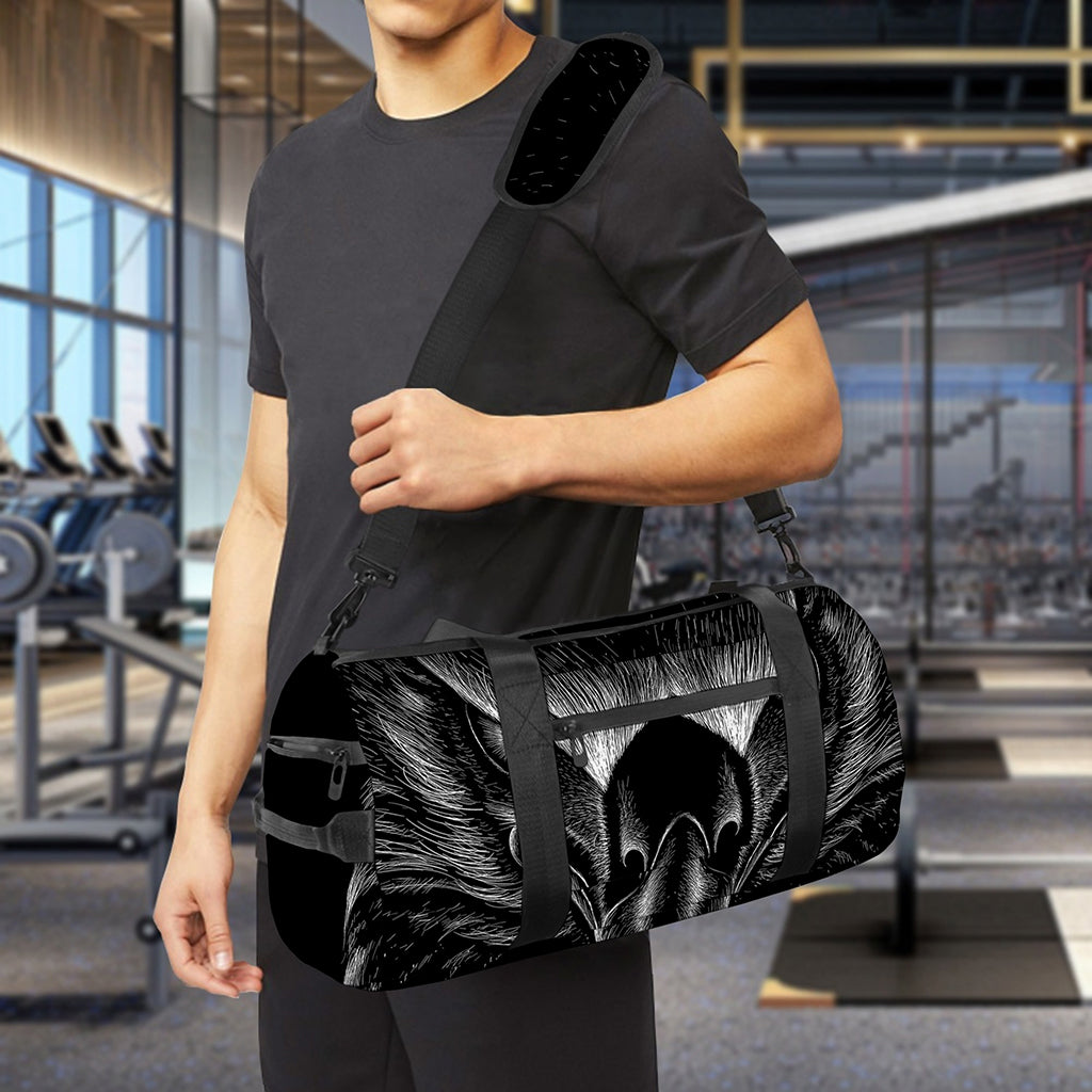 Black And White Eagle Print Gym Bag