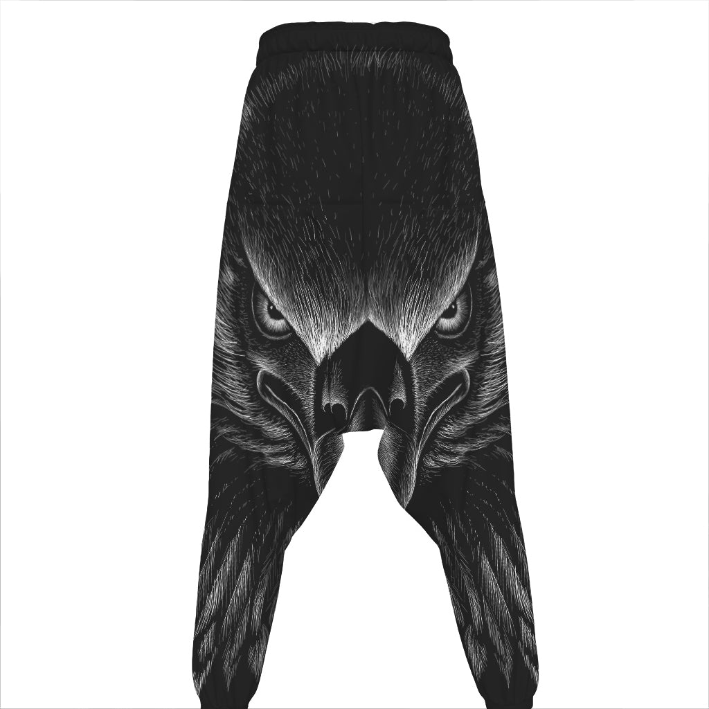 Black And White Eagle Print Hammer Pants