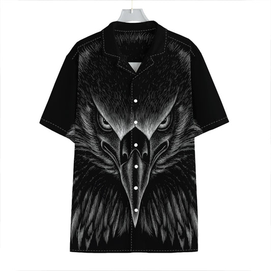 Black And White Eagle Print Hawaiian Shirt